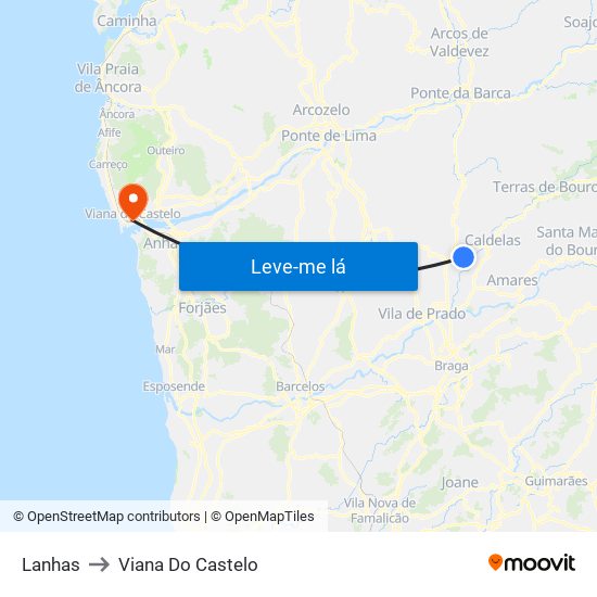 Lanhas to Viana Do Castelo map