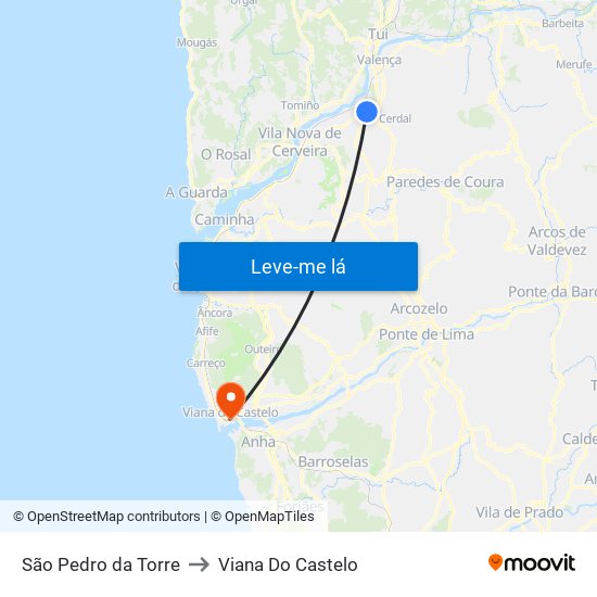 São Pedro da Torre to Viana Do Castelo map
