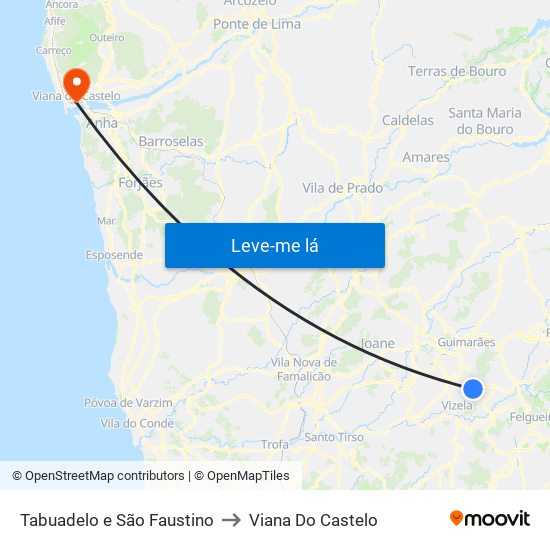 Tabuadelo e São Faustino to Viana Do Castelo map