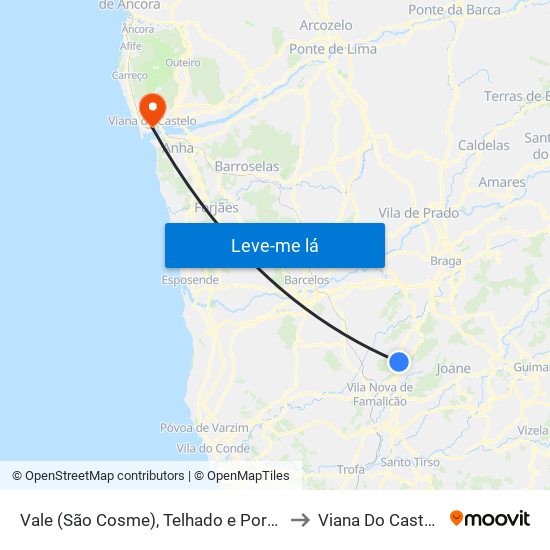 Vale (São Cosme), Telhado e Portela to Viana Do Castelo map
