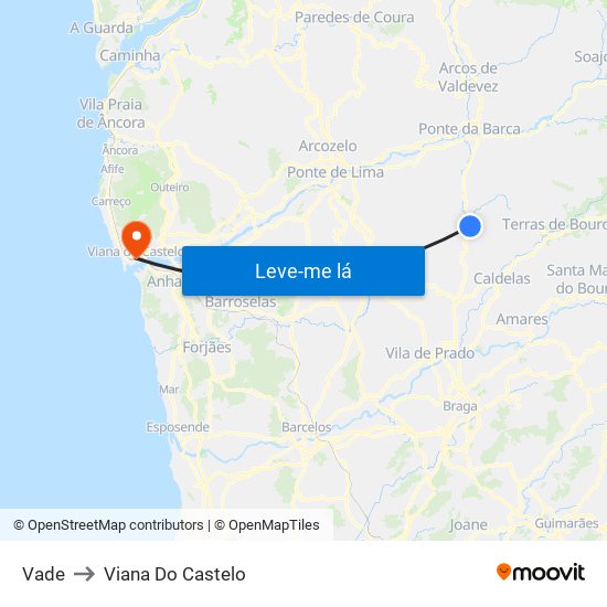 Vade to Viana Do Castelo map