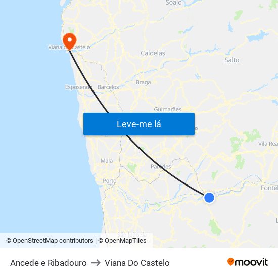Ancede e Ribadouro to Viana Do Castelo map