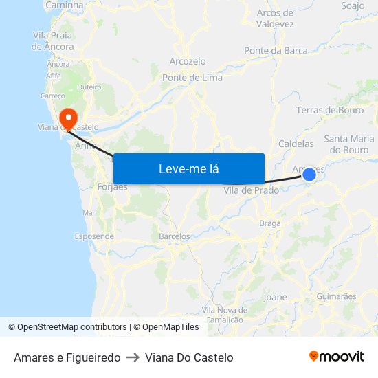 Amares e Figueiredo to Viana Do Castelo map