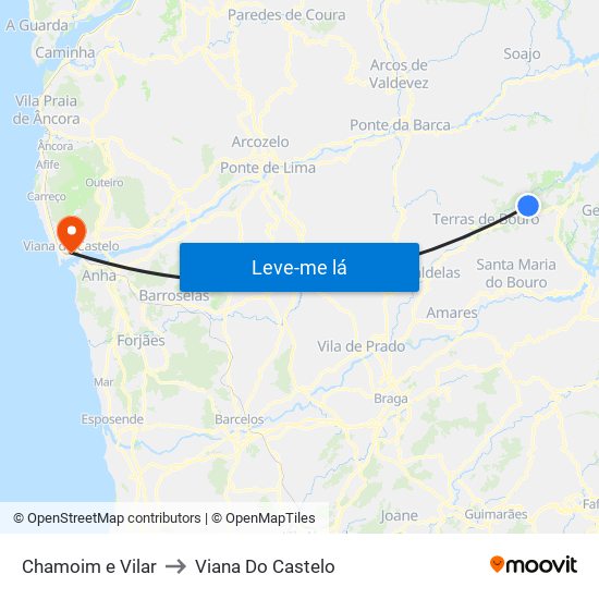 Chamoim e Vilar to Viana Do Castelo map
