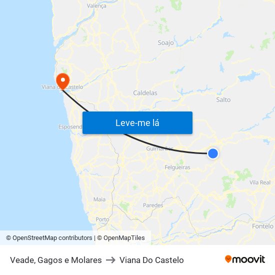 Veade, Gagos e Molares to Viana Do Castelo map