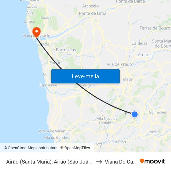 Airão (Santa Maria), Airão (São João) e Vermil to Viana Do Castelo map