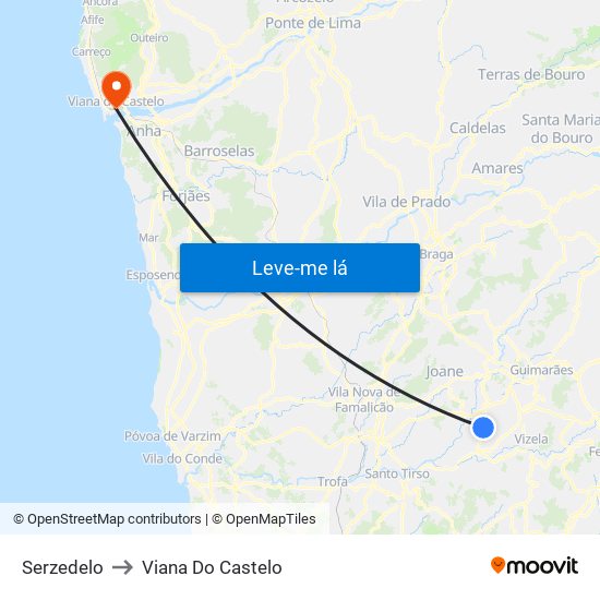 Serzedelo to Viana Do Castelo map
