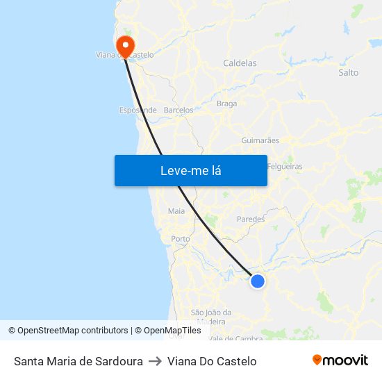 Santa Maria de Sardoura to Viana Do Castelo map