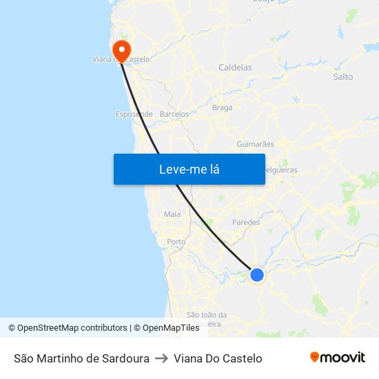 São Martinho de Sardoura to Viana Do Castelo map