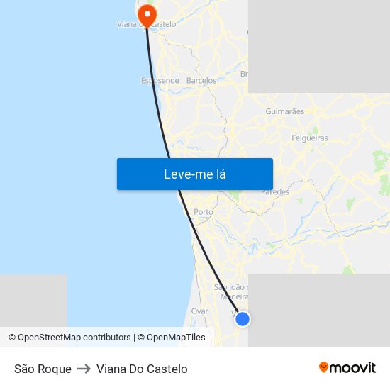 São Roque to Viana Do Castelo map