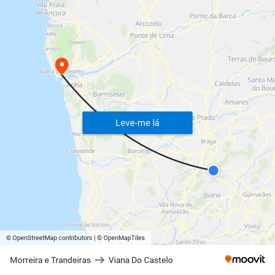 Morreira e Trandeiras to Viana Do Castelo map