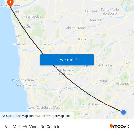 Vila Meã to Viana Do Castelo map