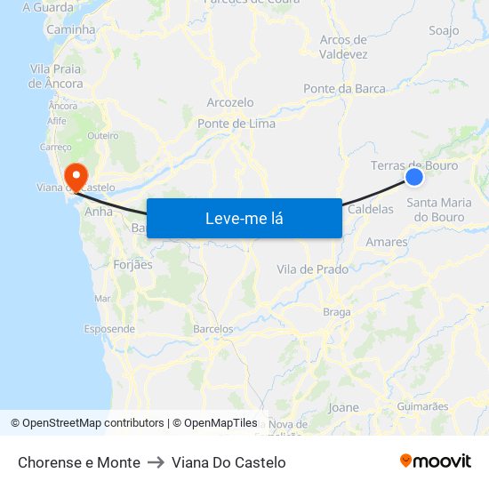 Chorense e Monte to Viana Do Castelo map