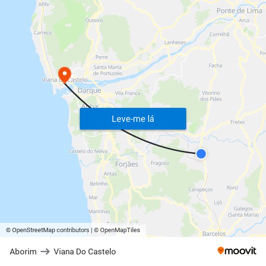 Aborim to Viana Do Castelo map