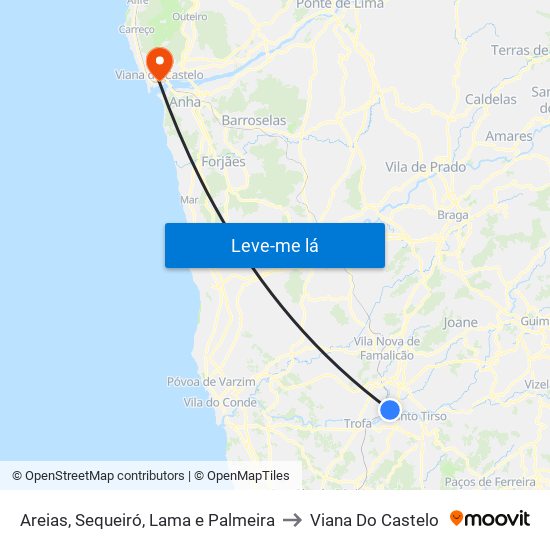 Areias, Sequeiró, Lama e Palmeira to Viana Do Castelo map