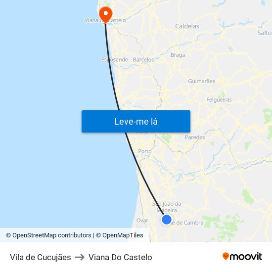 Vila de Cucujães to Viana Do Castelo map