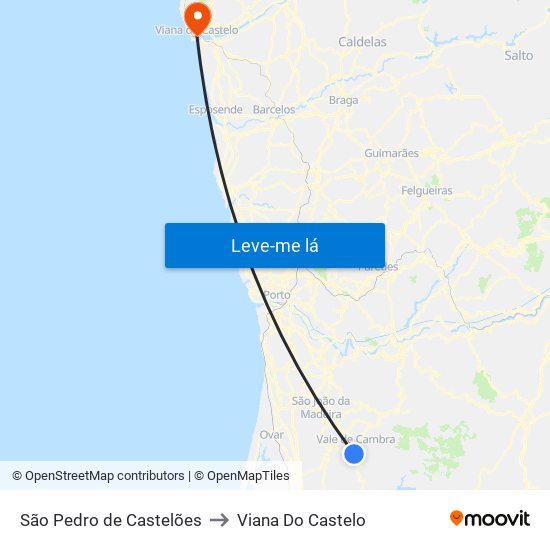 São Pedro de Castelões to Viana Do Castelo map