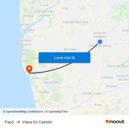 Paçô to Viana Do Castelo map