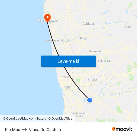 Rio Mau to Viana Do Castelo map