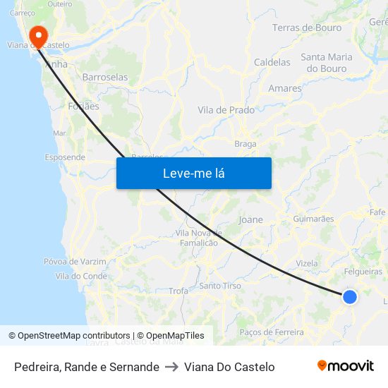 Pedreira, Rande e Sernande to Viana Do Castelo map