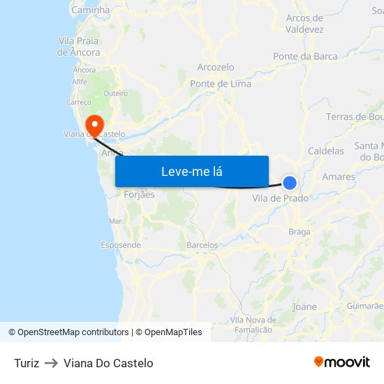 Turiz to Viana Do Castelo map