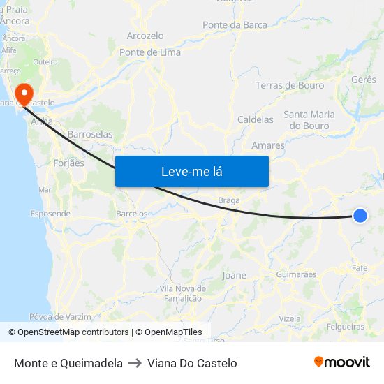 Monte e Queimadela to Viana Do Castelo map