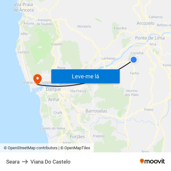 Seara to Viana Do Castelo map