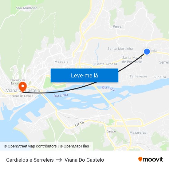 Cardielos e Serreleis to Viana Do Castelo map