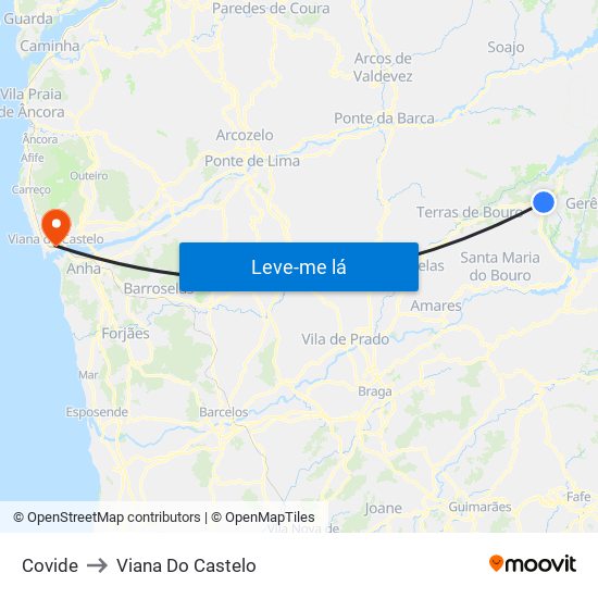 Covide to Viana Do Castelo map