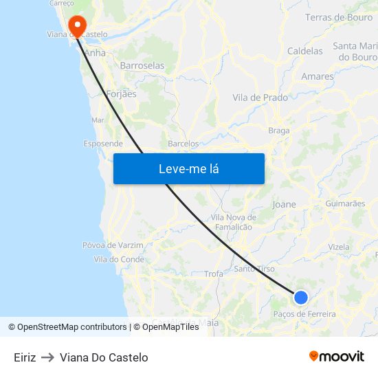 Eiriz to Viana Do Castelo map