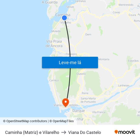Caminha (Matriz) e Vilarelho to Viana Do Castelo map