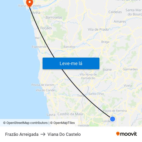 Frazão Arreigada to Viana Do Castelo map