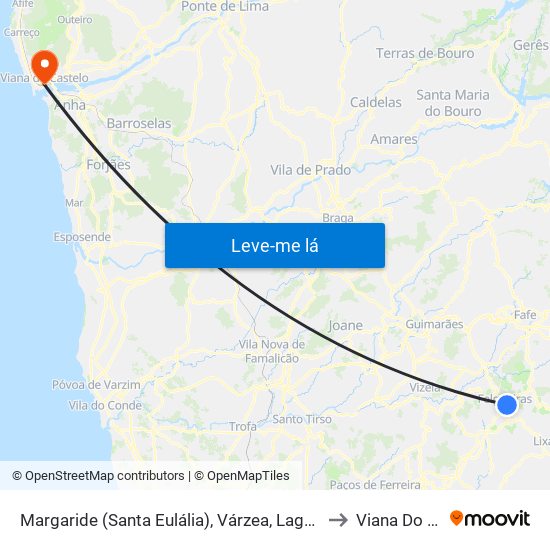 Margaride (Santa Eulália), Várzea, Lagares, Varziela e Moure to Viana Do Castelo map