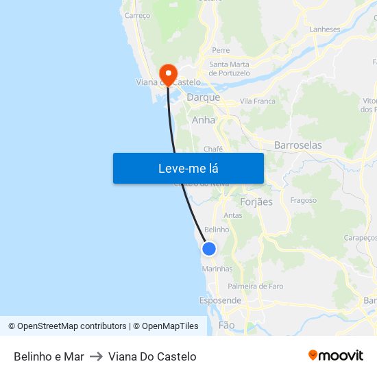 Belinho e Mar to Viana Do Castelo map