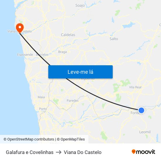 Galafura e Covelinhas to Viana Do Castelo map