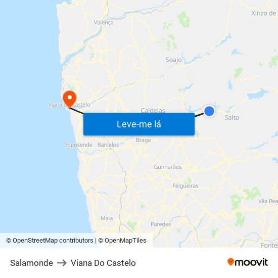 Salamonde to Viana Do Castelo map