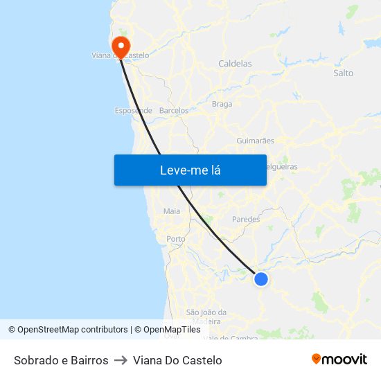 Sobrado e Bairros to Viana Do Castelo map