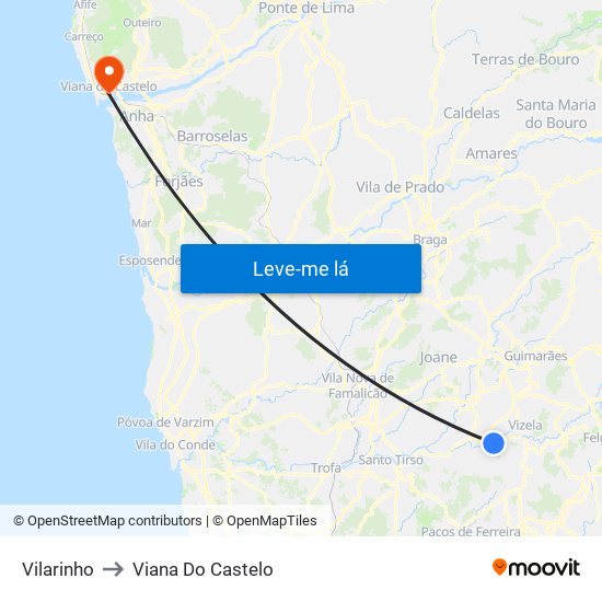 Vilarinho to Viana Do Castelo map