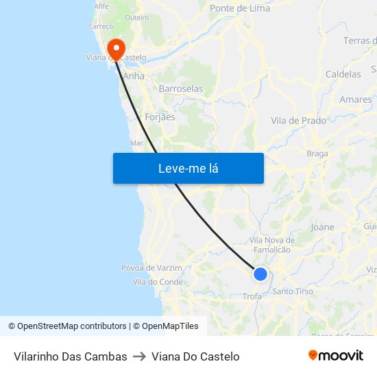 Vilarinho Das Cambas to Viana Do Castelo map