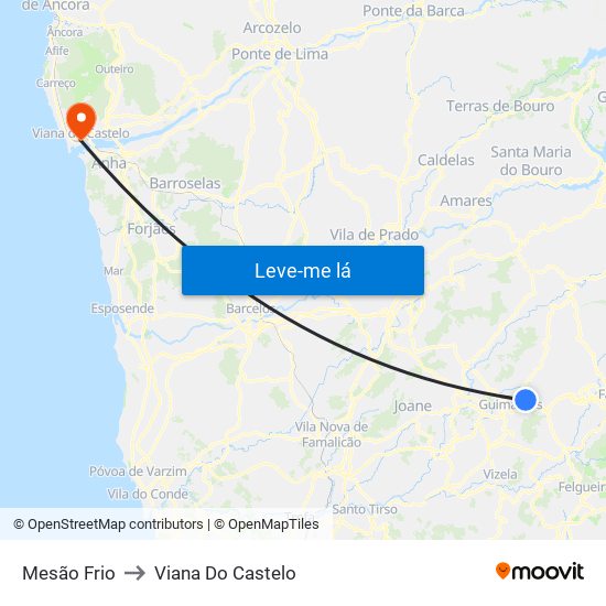 Mesão Frio to Viana Do Castelo map