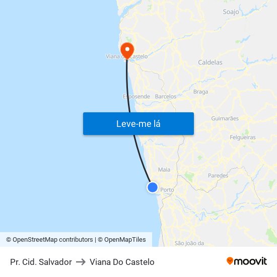 Pr. Cid. Salvador to Viana Do Castelo map