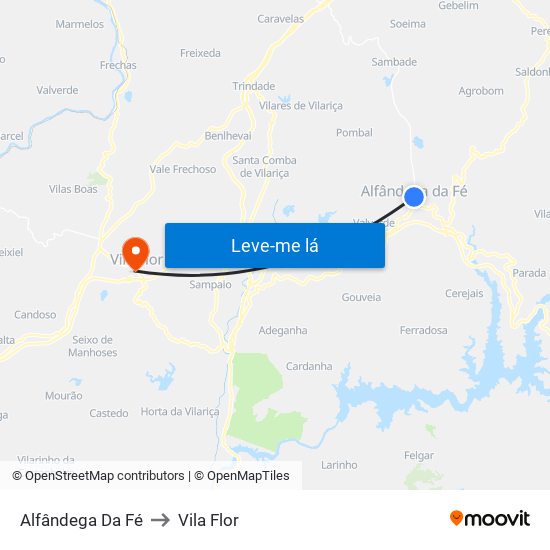 Alfândega Da Fé to Vila Flor map