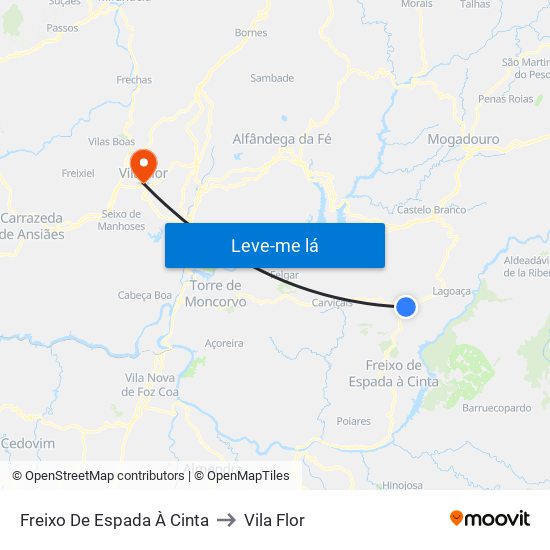 Freixo De Espada À Cinta to Vila Flor map