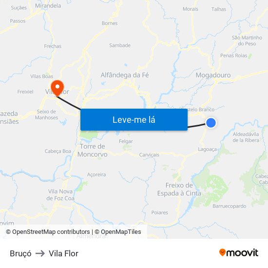 Bruçó to Vila Flor map