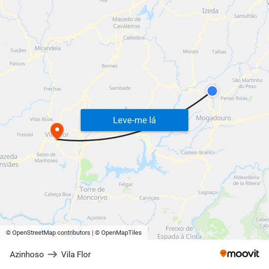Azinhoso to Vila Flor map