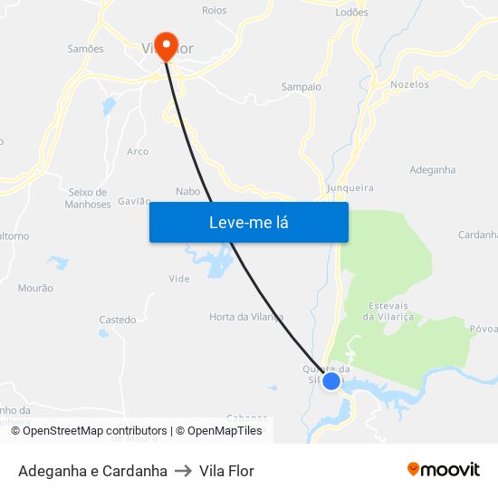 Adeganha e Cardanha to Vila Flor map