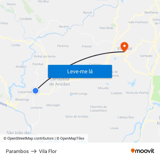 Parambos to Vila Flor map