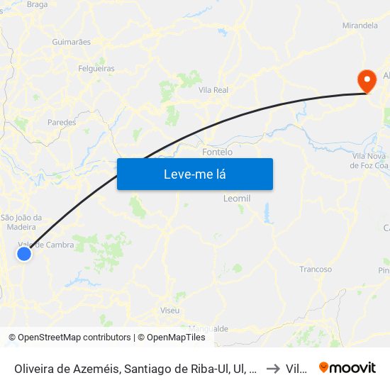 Oliveira de Azeméis, Santiago de Riba-Ul, Ul, Macinhata da Seixa e Madail to Vila Flor map