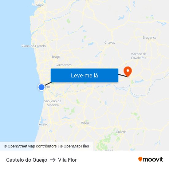 Castelo do Queijo to Vila Flor map