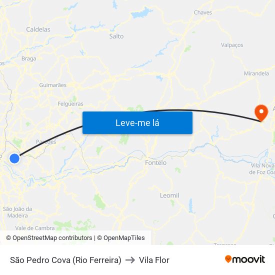 São Pedro Cova (Rio Ferreira) to Vila Flor map